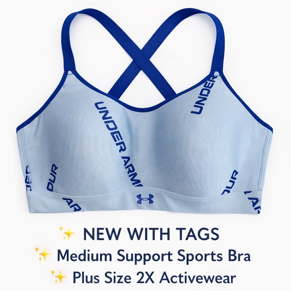 Under Armour Sports Bra 2X Plus Size Crossback Medium Support NWT Activewear